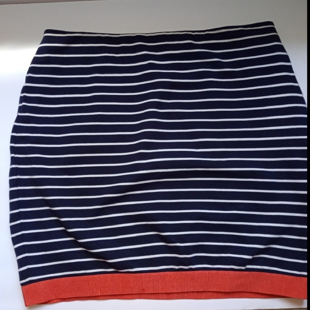 Ann Taylor Dark Blue and white strip mini skirt